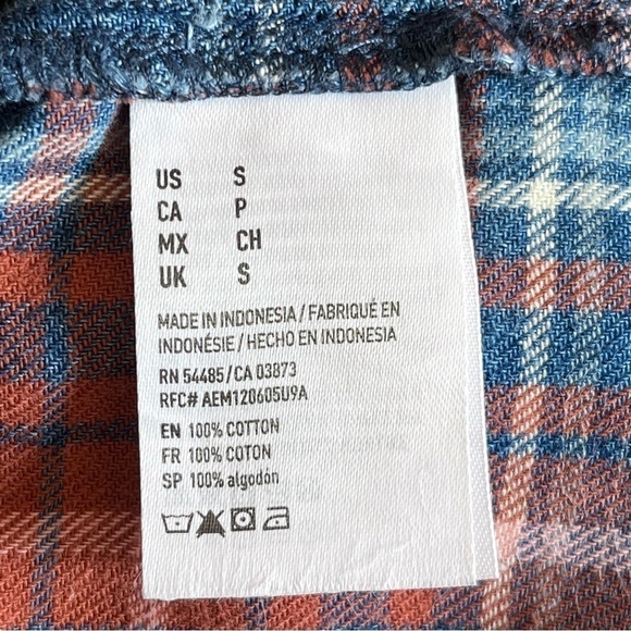 American Eagle Plaid Flannel Boyfriend Fit Button Down Shirt Size S - Picture 11 of 13